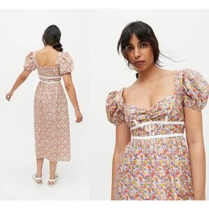 For Love And Lemons | NWT | Margaret Midi Dress | Floral Cottagecore | Sz S